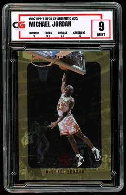 1997-98 SP AUTHENTIC #23 ~ Michael Jordan Dunking on Rookie Tim Duncan ~ CG 9 - Image 1 of 2