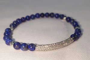 Lapislazuli Edelstein Stretch Armband 19-20 cm blau Perle 6 mm - Bild 1 von 3