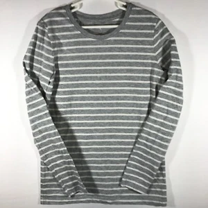 Cherokee Ultimate Tee Girl's Large (10/12) Gray White Stripe Long Sleeve - Picture 1 of 7