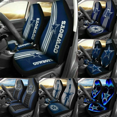 Dallas Cowboys Car Seat Covers 2PCS Universal Fit Auto Pickup SUV Seat Protector Cover