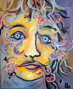 PORTRAIT IN PAISLEY ORIGINAL FINE ART PAINTING CANVAS 16X20 LINDIART EBSQ - Picture 1 of 4