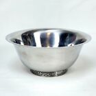 Vintage Stainless Steel Bowl Small with Floral Pedestal Base made in Japan