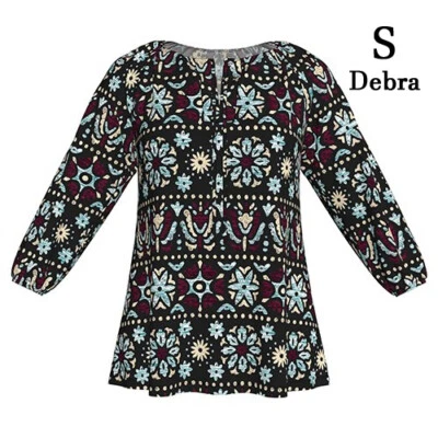 SMALL DEBRA LuLaRoe ~YELLOW, BLUE, RED PATTERN on BLACK~ Free Shipping; Sz 6-8 - Image 1 of 2