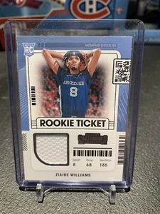 2021-22 Panini Contenders Zaire Williams Rookie Ticket Patch #RTS-ZWI Grizzlies - Imagen 1 de 2
