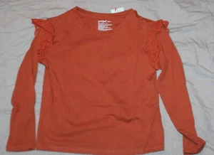 Cat & Jack Girls long Sleeve Eyelet T-Shirt Chestnut Size S (6/7) NWT - Picture 1 of 1