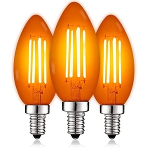 Luxrite E12 LED Filament Orange Light Bulb, 4.5W=40W, UL, E12 Base 3 Pack - Picture 1 of 7