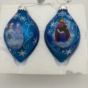 Disney Frozen Heirloom Glass Ornament Olaf Elsa Anna Set of 2 Bradford Exchange - Picture 1 of 3