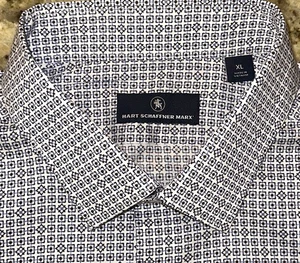 Hart Schaffer Marx Men's White w/Multicolor Squares L/S Shirt Size XL NWOT - Picture 1 of 4