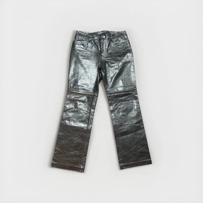 Pantalones de cuero vintage Y2K Gap para mujer talla 10 forrados con corte bota negro Foto 1 de 4