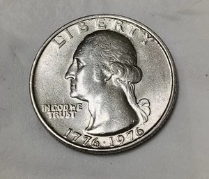1776-1976 bicentennial quarter no mint mark, LETTER ERRORS, STRUCK OFF CENTER - Picture 1 of 5