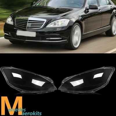 For Mercedes-Benz S Class W221 2010-13 Left+Right Front Headlight Headlamp Lens - Image 1 of 4