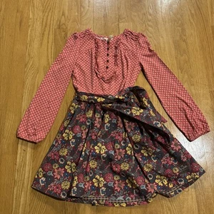 Matilda Jane TATIANA Red Dress 8 Girls Floral Diamond Check Friends Forever - Picture 1 of 8