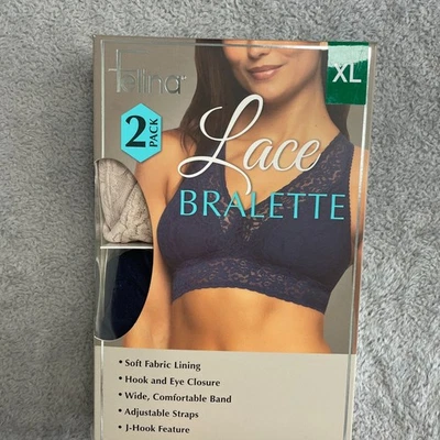 NUEVO Paquete de 2 bralette de encaje Felina XL para mujer azul y beige Foto 1 de 4