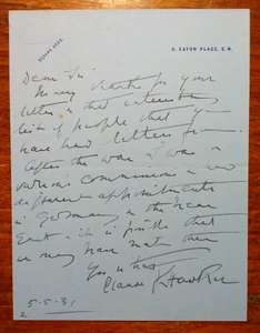 Brigadegeneral Claude Julian Hawker (1867-1936) signierter Brief - Bild 1 von 2