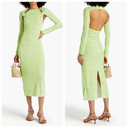 Abito midi Jacquemus Nodi Gingham ritaglio donna 2 verde chiaro jersey elasticizzato