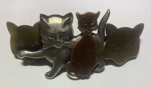Cat Lady Vintage 3 Tone Metal Hair Barrette Mixed Metal France Art Boho Clip 90s - Picture 1 of 5
