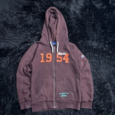 Superdry Vintage American Classics Sudadera con capucha y cremallera en Rich Deep Burgundy Foto 1 de 4