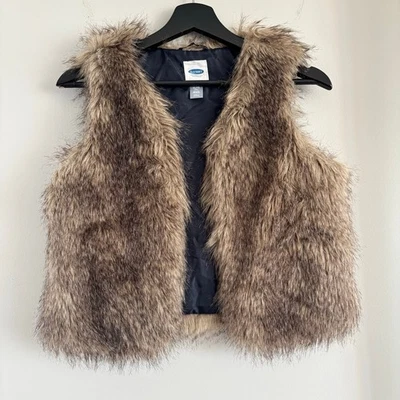 Chaleco de piel sintética azul marino antiguo marrón para niña talla XL Foto 1 de 4