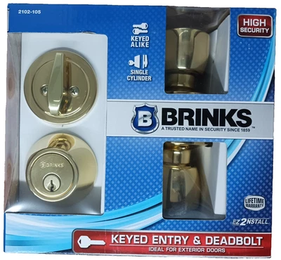 Ручка входной двери с ключом Brinks 2102-105 в тюльпановом стиле и засов полированная латунь - Изображение 1 из 4