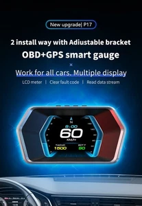 P17 OBD2+GPS HUD Tpms Display Car Meter Vehicle Smart Gauge Speedometer - Picture 1 of 18
