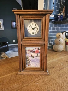 Reloj de Manto Vintage con Escena de Invierno en Buen Estado y Decoración Funcionando - Imagen 1 de 12