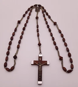 Vintage Lourdes Katholischer Rosenkranz Braun Stark Weihwasser Reliquie Kruzifix Frankreich - Bild 1 von 10