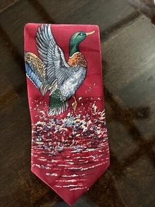 Mallard Duck Outdoor Hunting Marsh Water Fowl Novelty Silk Necktie - Picture 1 of 5