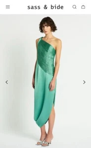 Sass & Bide Kyoto Dress - Size 10 Light Green Satin Midi - New with pull $550 - Picture 1 of 7