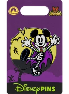 2024 Disney Parks Happy Halloween Pin Mickey Skeleton Costume and Bats Pin - Picture 1 of 3