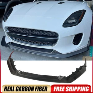 For Jaguar F-Type 2 Door 2017-20 REAL CARBON FIBER Front Bumper Lip Spoiler Kit - Picture 1 of 14