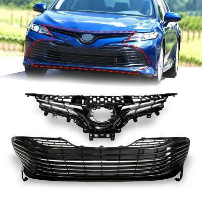 Решетка верхняя нижняя для переднего бампера для Toyota Camry LE XLE 2018 2019 2020 годов выпуска - Изображение 1 из 4
