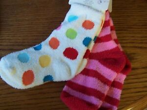 NWT Gymboree Cozy Cutie 2 pr Red Stripe & White Dot Heavy Socks 0-6 OR 12-24 mo