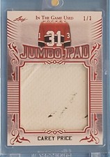 2020-21 Leaf In The Game Used Jumbo Pad Carey Price Card # JM-11   1/3