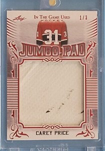 2020-21 Leaf In The Game Used Jumbo Pad Carey Price Card # JM-11   1/3