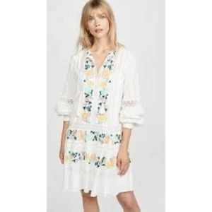 Vestido Boho Tory Burch Rent the Runway Blanco Bordado Algodón Talla XS $498 Precio de venta sugerido por el fabricante - Imagen 1 de 14
