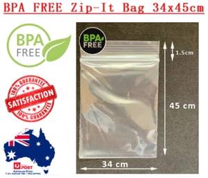 NEW 100pc-1000pc Bulk BPA Free Resealable Zip Lock Bags 34x45cm PE Clear Plastic - Picture 1 of 4
