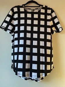 Elk The Label Women’s Tee Shirt Black And White Check Size XS EUC Bamboo Cotton - Picture 1 of 9