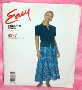 Ungeschnitten McCalls Gr. 6-12 Prinzessin Naht Top & schräg ausgestellter Rock Muster 9327 - Bild 1 von 2