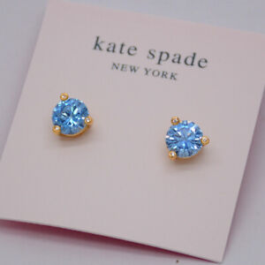 Kate spade new york blue CZ stud earrings claw gold plated for women girls