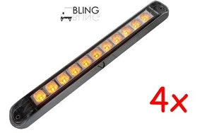 4 Clear Amber LED 17" ID Light Bar Turn Tail Signal Truck Trailer w Chrome Bezel - Picture 1 of 1