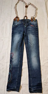Desigual The Love Boyfriend Fit Size 24 Suspenders 5 Pocket Artsy Floral 30x30 - Picture 1 of 17