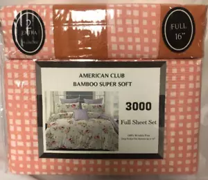 BAMBOO 3000 SERIES 6Pc Bed Sheet set FULL SIZE Deep Pocket 97 Wedding Gift - Picture 1 of 2