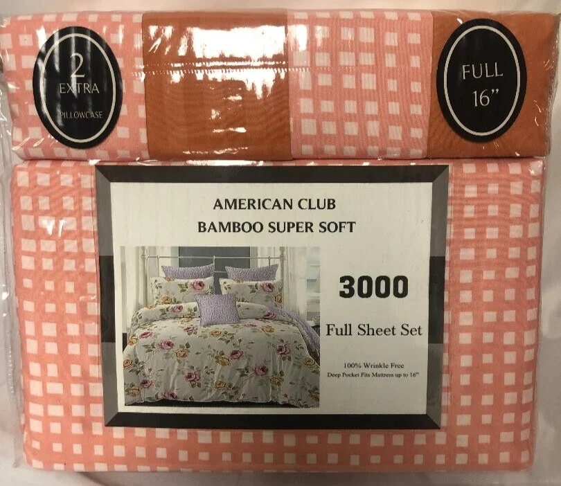 Juego de sábanas BAMBÚ SERIE 3000 6 piezas TAMAÑO COMPLETO bolsillo profundo 97 regalo de Navidad Foto 1 de 2