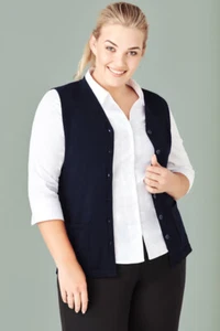 Biz Care Womens Button Front Knit Vest 40% Merino Wool Durability & Soft Feel - Bild 1 von 16