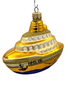Patricia Breen HMS PB Gold Glittered Upper Deck Ship Boat Christmas Ornament - Picture 1 of 5