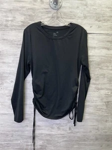 GapFit Brushed Tech Jersey Top Size L Womens Black Cinched Sides Long Sleeve - Picture 1 of 10