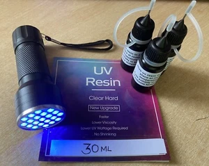 30 ml Fliegenbinden UV HARZ, Fliegenfischen flexibel - 21 LED UV TASCHENLAMPE GRATIS BATTERIEN - Bild 1 von 1