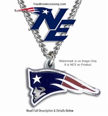 COLLAR PATRIOTAS DE NUEVA INGLATERRA Cadena Acero Inoxidable NFL Fútbol 1" x 3/4" Logo' Foto 1 de 4