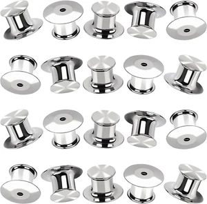 20 pcs Silver Metal Locking Pin Backs with Storage Case: For Brooches, Ties Hats - Picture 1 of 6