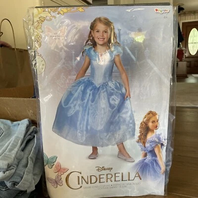 NOVO Disfarce Disney Vestido Fantasia Cinderela Meninas Pequeno (4-6X) Novo na Bolsa - Imagem 1 de 4